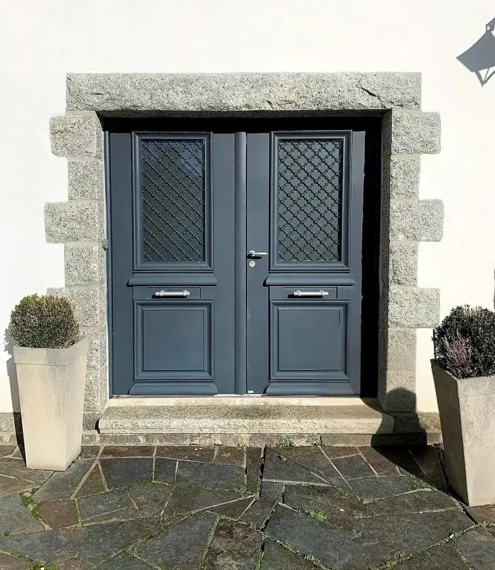 Porte d'entrée deux vantaux anthracite