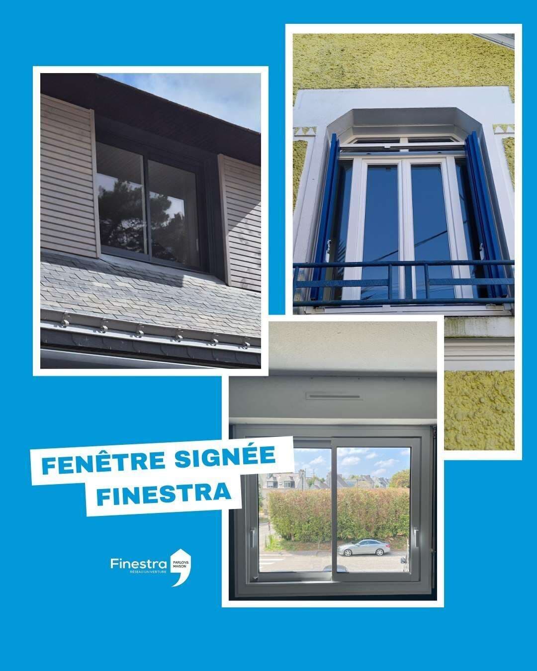 Visuel Finestra « Fenêtre signée Finestra » : trois photos de fenêtres posées en rénovation