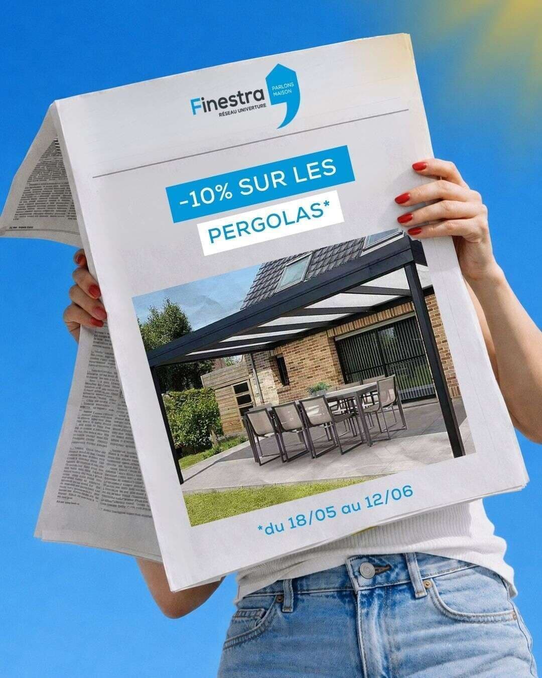 Visuel promotionnel Finestra : -10 % sur les pergolas du 18 mai au 12 juin