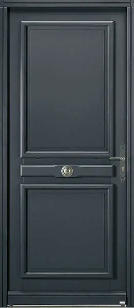Porte d'entrée en bois modèle Caceres, anthracite, pleine à deux panneaux moulurés